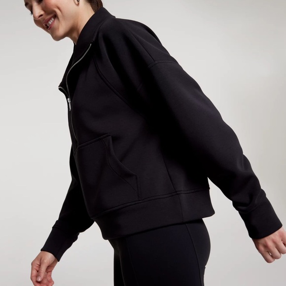 CALIA Women's Soft Scuba 1/4 Zip Pullover Sweatshirt Black Athleisure Top S NEW - Picture 3 of 12